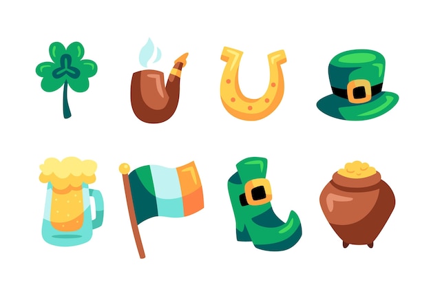 Drawn st. patrick's day elements collection