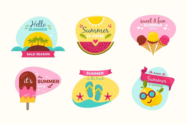 Drawn summer badges concept