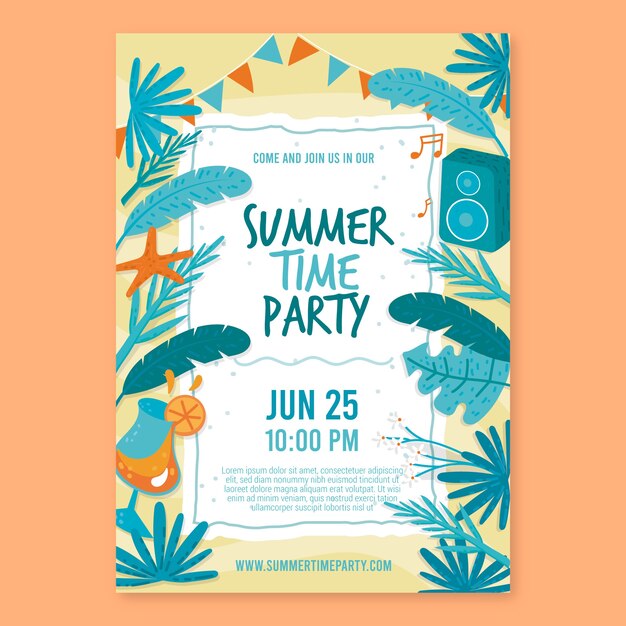 Drawn summer party poster template style