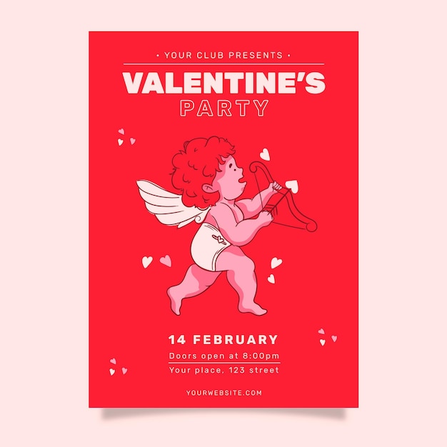 Free vector drawn valentine's day party poster