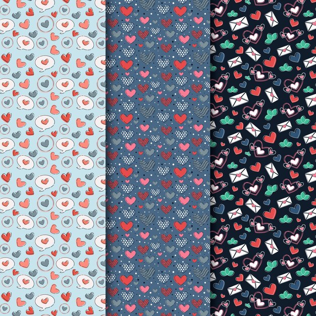 Free Vector drawn valentine's day patterns set