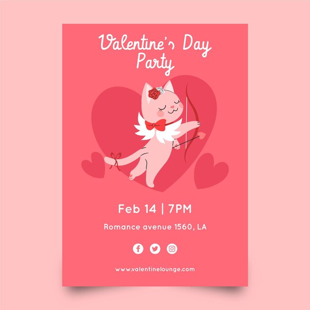 Drawn valentine's day poster template for party