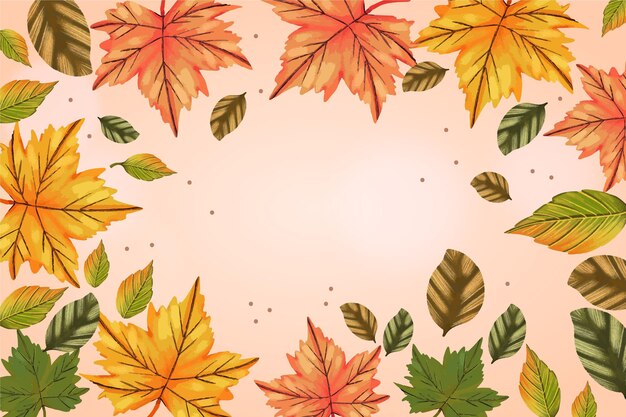 Drawn wallpaper with autumn leaves and empty space