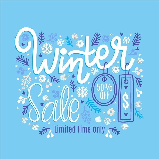 Free Vector drawn winter sale lettering