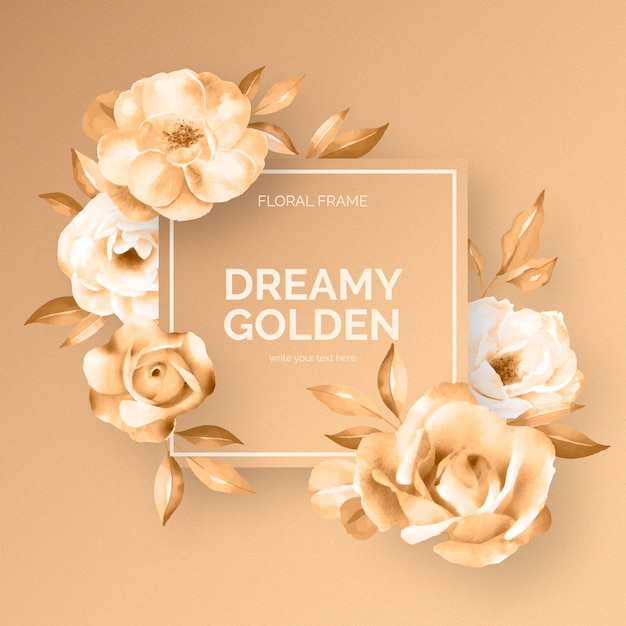 Dreamy Golden Floral Frame