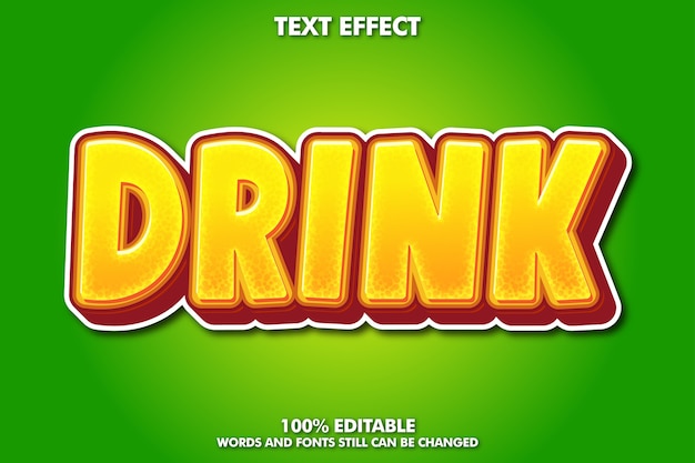 Drink text effect, fresh graphic style for drink product