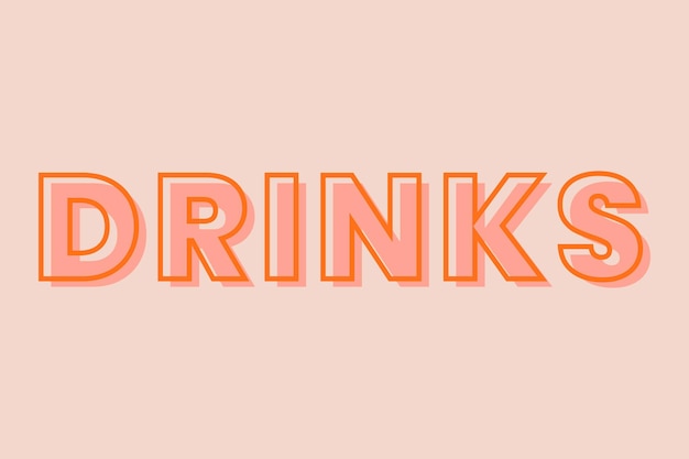 Free vector drinks typography on a pastel peach background