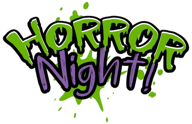 Dripping green blood style with word Horror Night