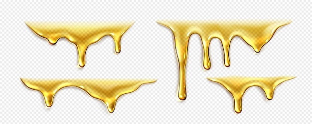 Free Vector dripping liquid honey gold oil or syrup drops