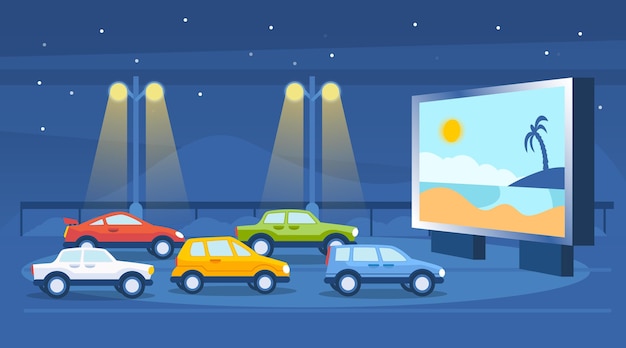 Free Vector drive-in movie theater