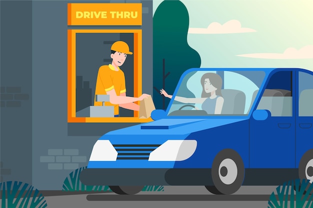 Free Vector drive thru window illustration