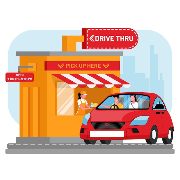 Drive thru window illustration