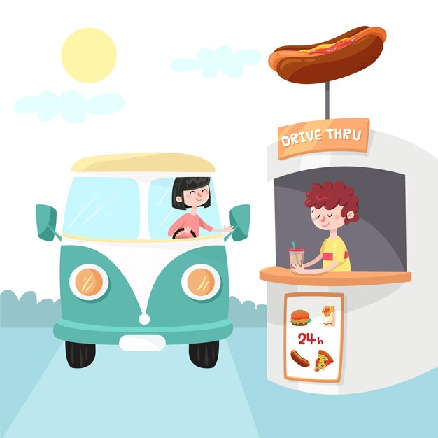 Free Vector drive thru window illustration