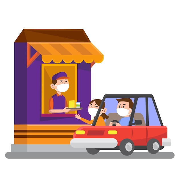 Free Vector drive thru window illustration