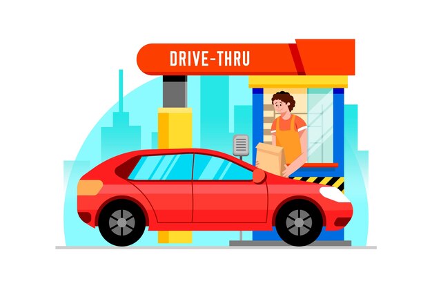 Drive thru window illustration