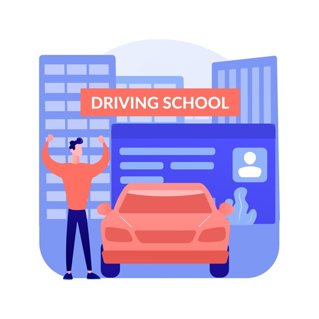 Driving lessons abstract concept vector illustration. Driving school, beginner class, refresher lesson, intensive course, exam preparation, advanced level, certified instructor abstract metaphor.