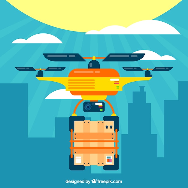 Free Vector drone delivery with flat design