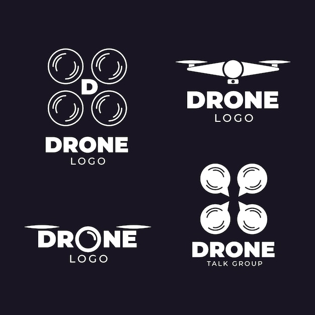 Drone logo collection flat design