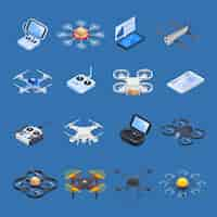 Free vector drones isometric icons