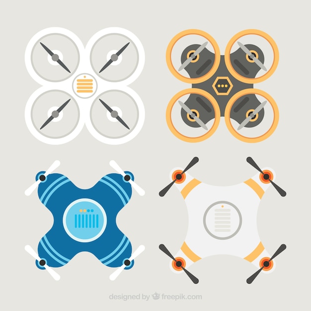 Free Vector drones pack with upwards view