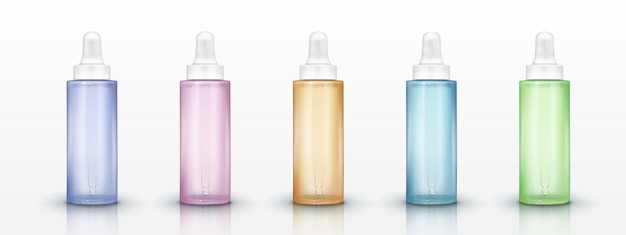 Free vector dropper bottles set with color liquid