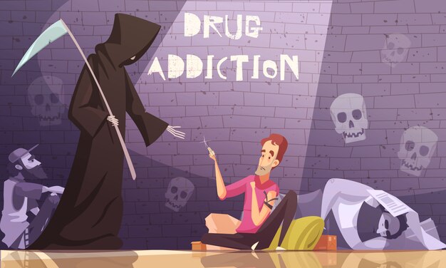 Drug Addiction Horizontal illustration