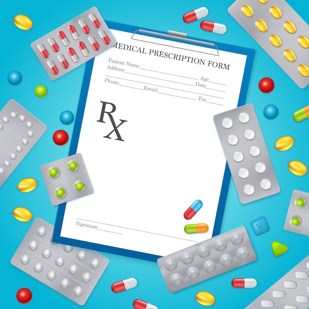 Free Vector drug prescription medical background poster