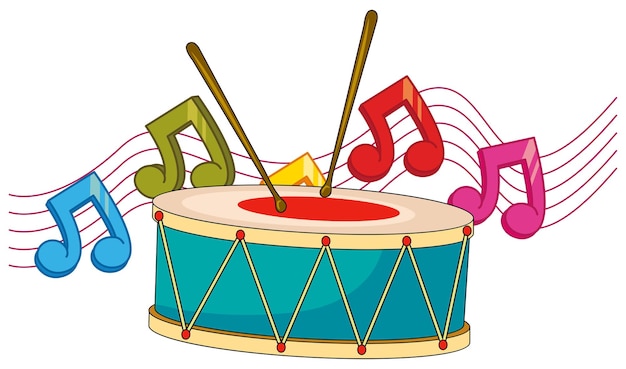 Free Vector drum and music notes in background