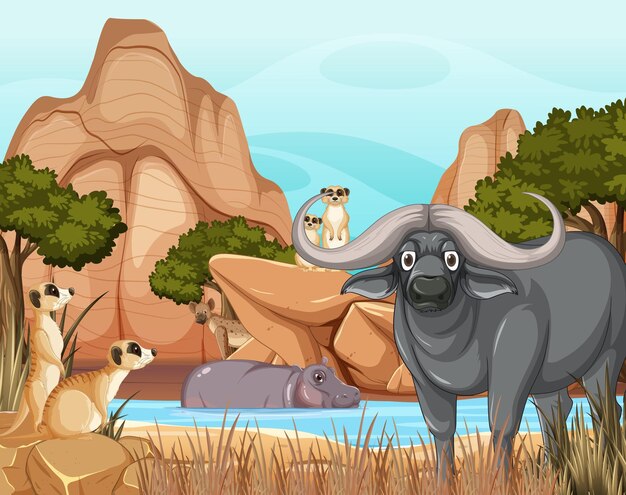 Dryland forest with animals