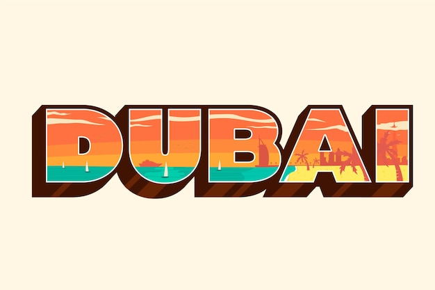 Free vector dubai city lettering