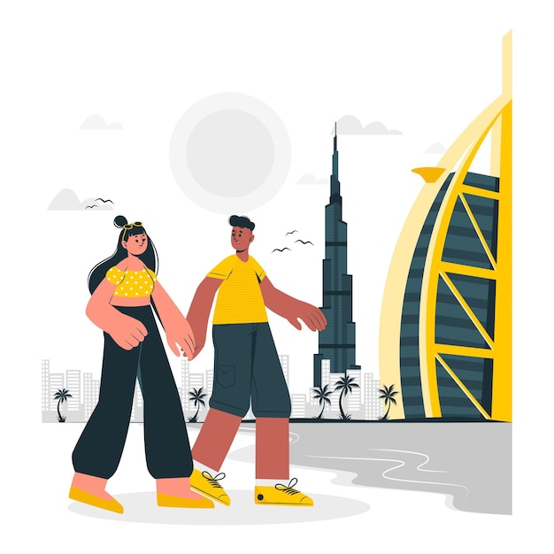 Free Vector dubai concept illustration