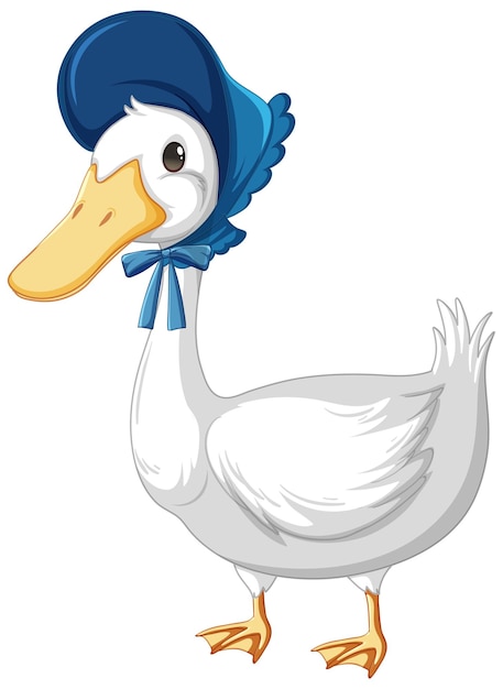 Free Vector a duck wearing hat in cartoon style isolated on white