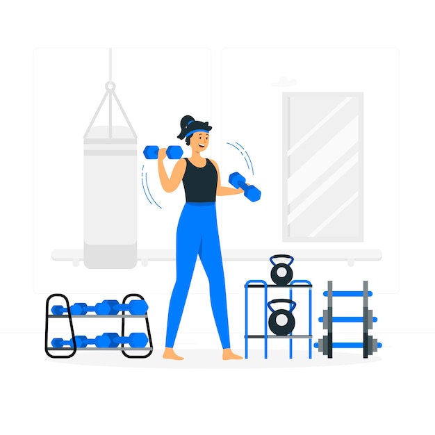 Dumbbell exercise concept illustration