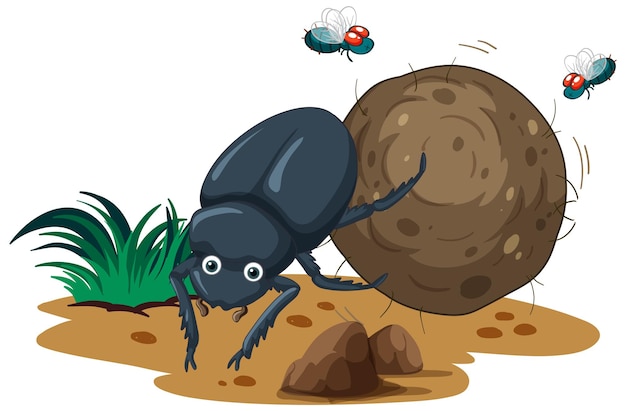 Free Vector a dung beetle cartoon character