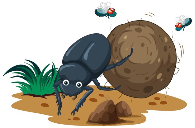 A dung beetle cartoon character