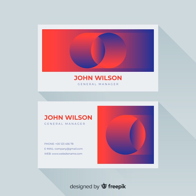 Duotone business card with gradient shapes template