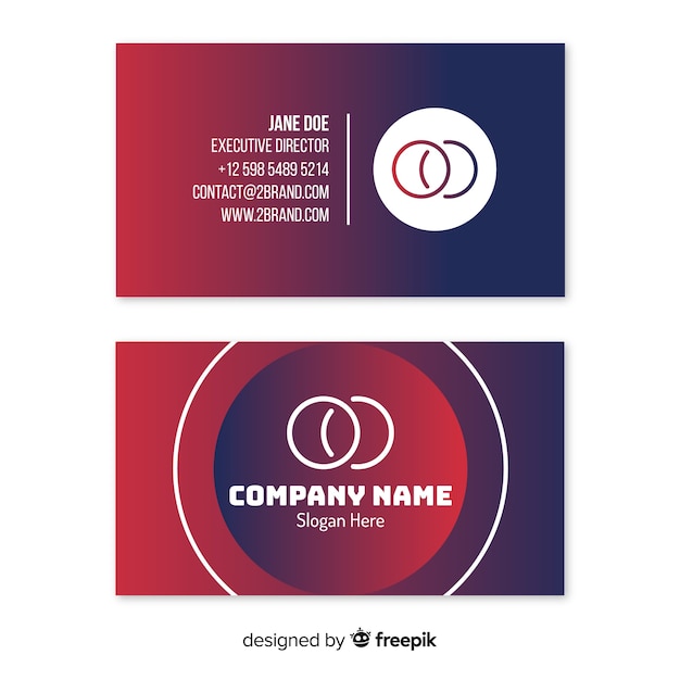 Duotone business card with gradient shapes template