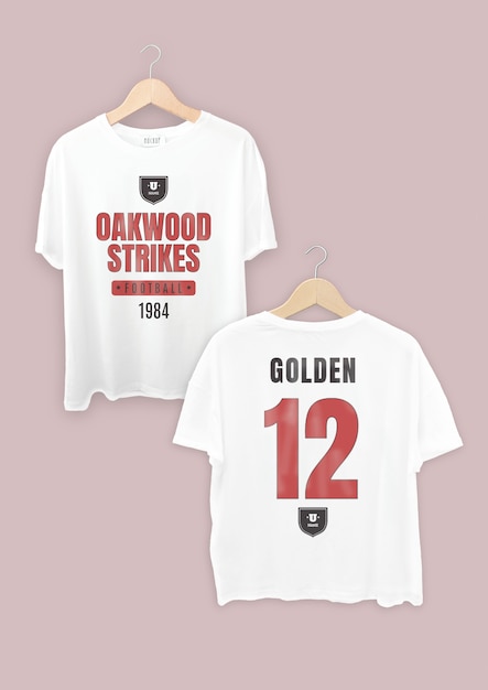 Free vector duotone flat oakwood strikes football t-shirt