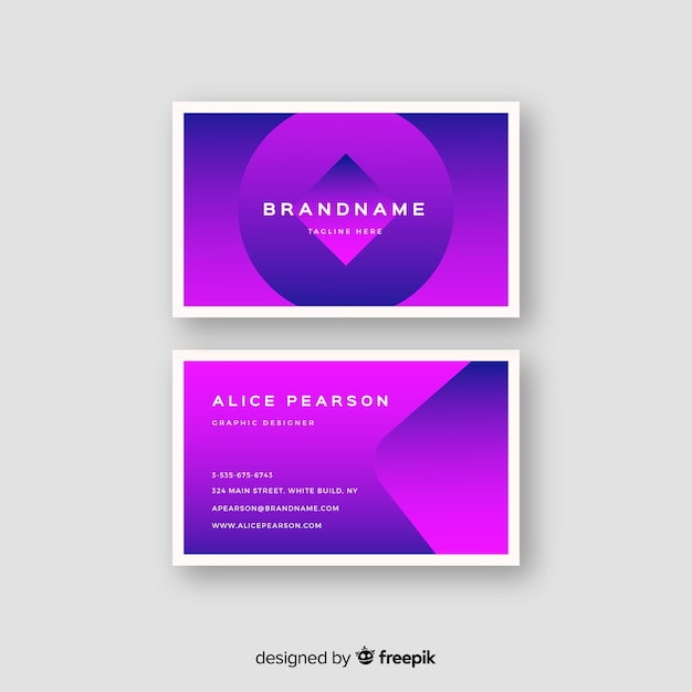 Duotone gradient shapes business card template