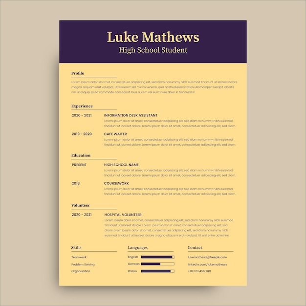 Duotone simple luke high school resume