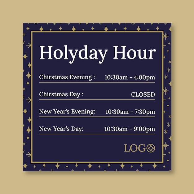 Free Vector duotone winter holidays hours sign