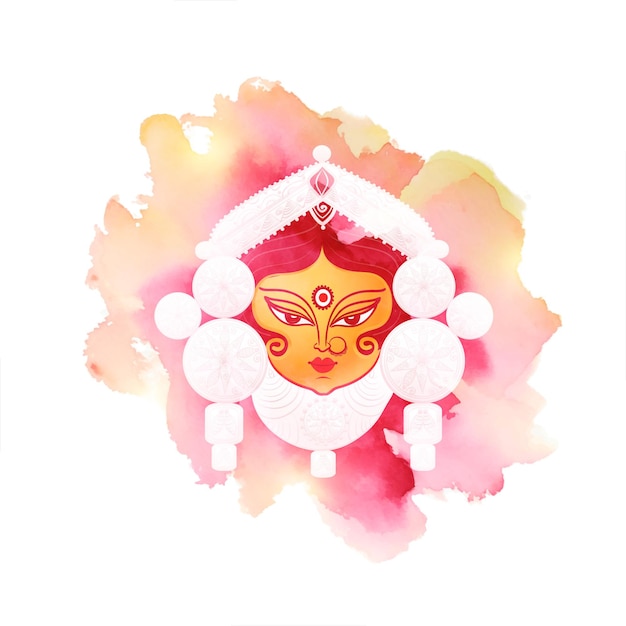 Free Vector durga pooja festival card in watercolor style