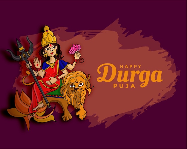 Free Vector durga pooja navratri festival wishes card design