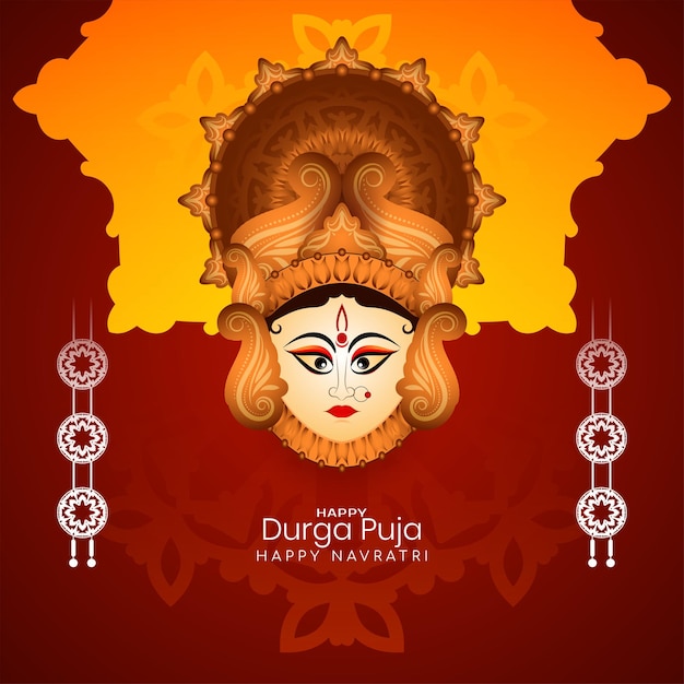 Free vector durga puja and happy navratri goddess durga worship festival background design vector