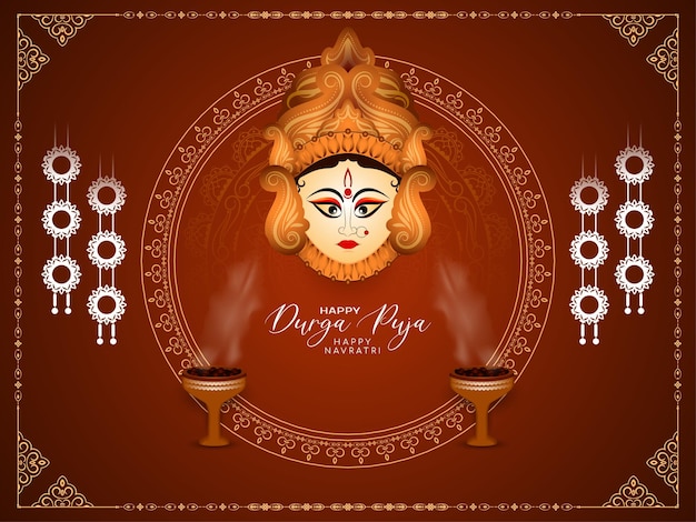 Durga Puja and Happy navratri religious festival devotional background