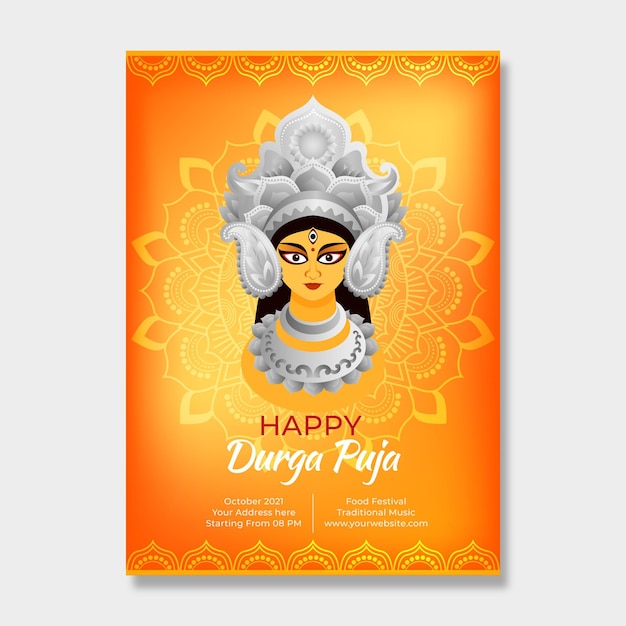 Free Vector durga-puja poster template