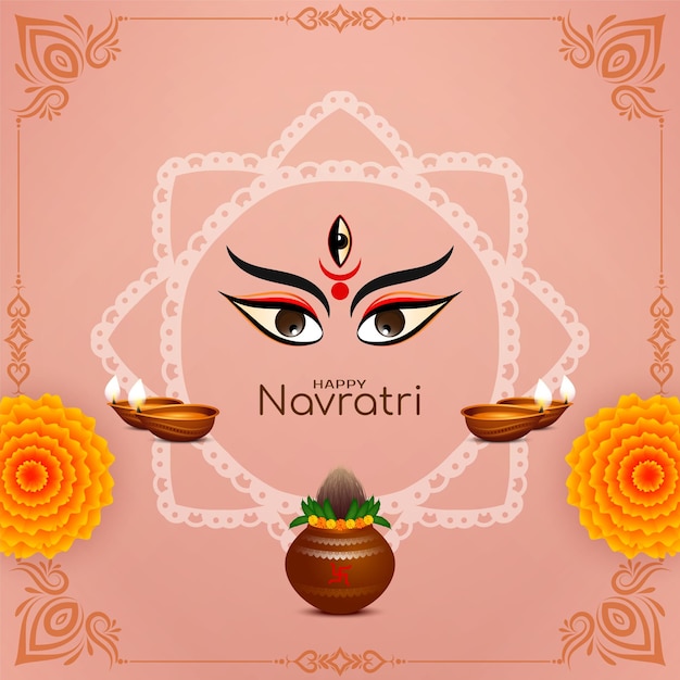 Durga Puja and traditional Indian Happy navratri festival background