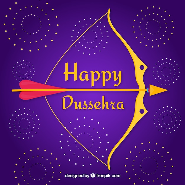 Dussehra celebration composition with flat design