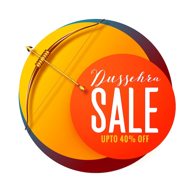 Dussehra festival sale banner with golden bow and arrow