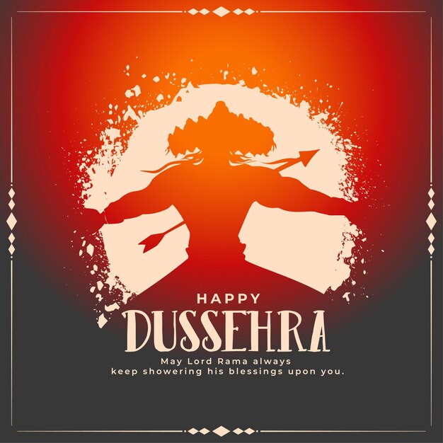 Dussehra wishes card with raavan being killed